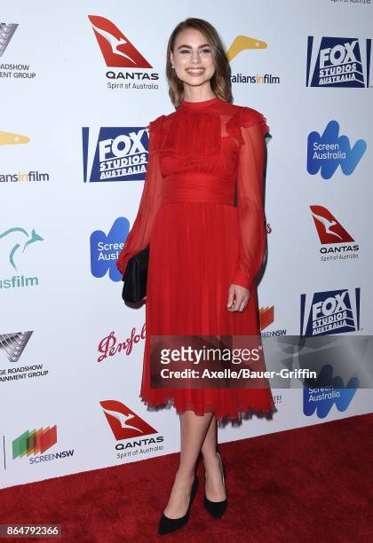 Actress Lucy Fry arrives at the 6th Annual Australians in Film Awards & Benefit Dinner at NeueHouse Hollywood on October 18, 2017 in Los Angeles,...