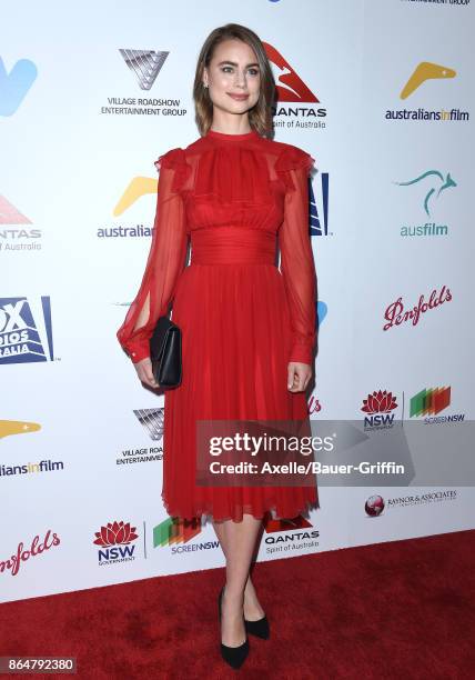 Actress Lucy Fry arrives at the 6th Annual Australians in Film Awards & Benefit Dinner at NeueHouse Hollywood on October 18, 2017 in Los Angeles,...