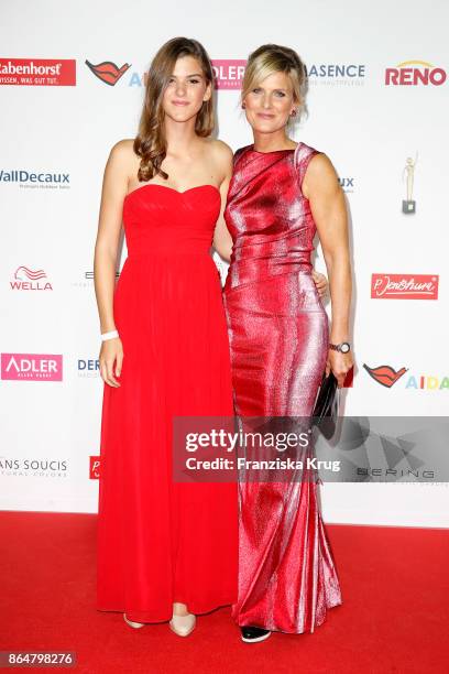 German presenter Barbara Hahlweg and her daughter Franka Hahlweg attend the 'Goldene Bild der Frau' award at Hamburg Cruise Center on October 21,...