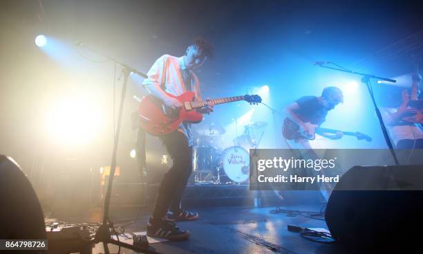 Frankie Drain and Brandon Squibb and Daniel Surridge-Smith and Harrison Adams of Arcade Hearts perform live on stage at Portsmouth Wedgewood Rooms on...