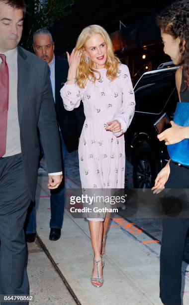Nicole Kidman wears all pink on October 21, 2017 in New York City.