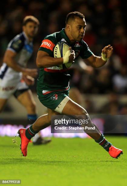 Telusa Veainu of Leicester Tigers during the European Rugby Champions Cup match between Leicester Tigers and Castres Olympique at Welford Road on...
