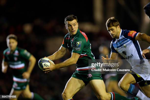 George Ford of Leicester Tigers runs with the ball during the European Rugby Champions Cup match between Leicester Tigers and Castres Olympique at...