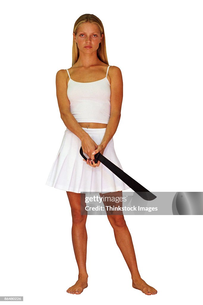 Woman holding machete