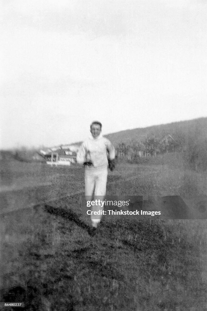 Vintage image of man running