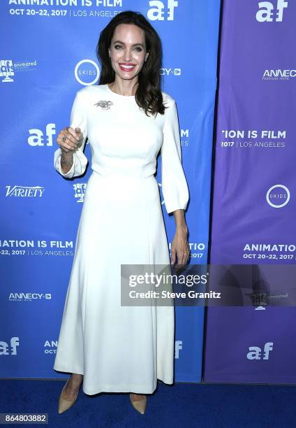 Angelina Jolie arrives at the Premiere Of Gkids' "The Breadwinner" at TCL Chinese 6 Theatres on October 20, 2017 in Hollywood, California.