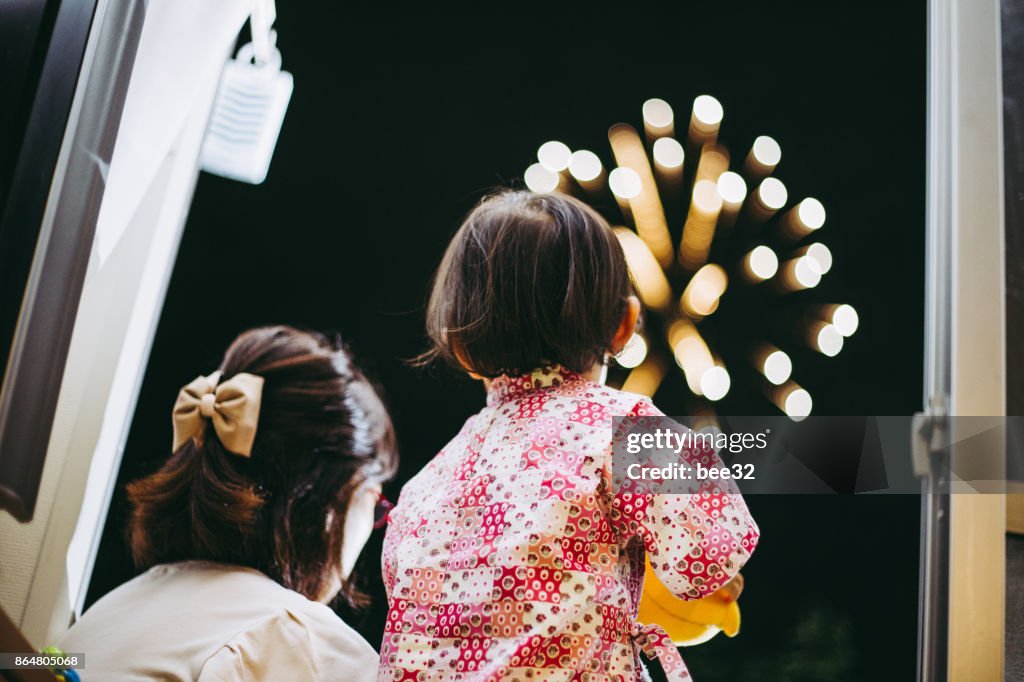 Child watching fireworks