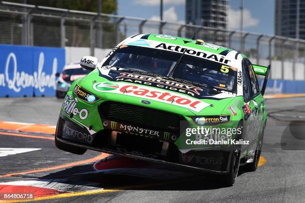 Mark Winterbottom drives the The Bottle-O Racing Ford Falcon FGX during qualifying for race 22 for the Gold Coast 600, which is part of the Supercars...