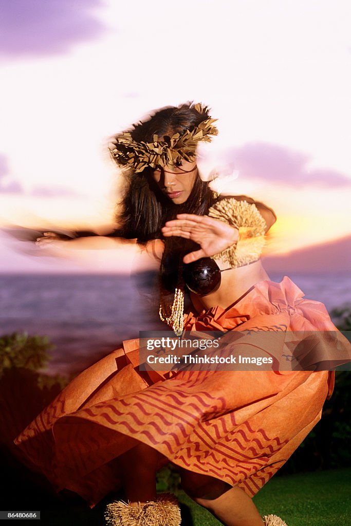 Hula dancer dancing, Hawaii