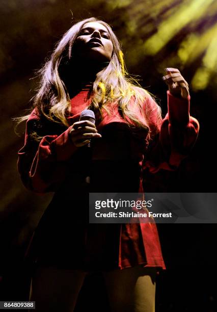 Taya performs supporting Zara Larsson live on stage at O2 Apollo Manchester on October 21, 2017 in Manchester, England.
