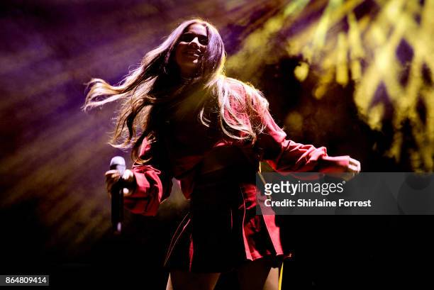 Taya performs supporting Zara Larsson live on stage at O2 Apollo Manchester on October 21, 2017 in Manchester, England.