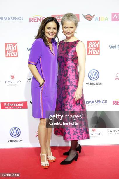 German actress Elisabeth Lanz and award winner Julia Cissewski attend the 'Goldene Bild der Frau' award at Hamburg Cruise Center on October 21, 2017...