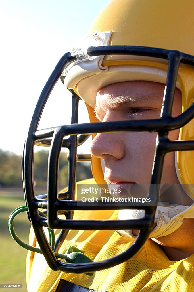Football player in helmet