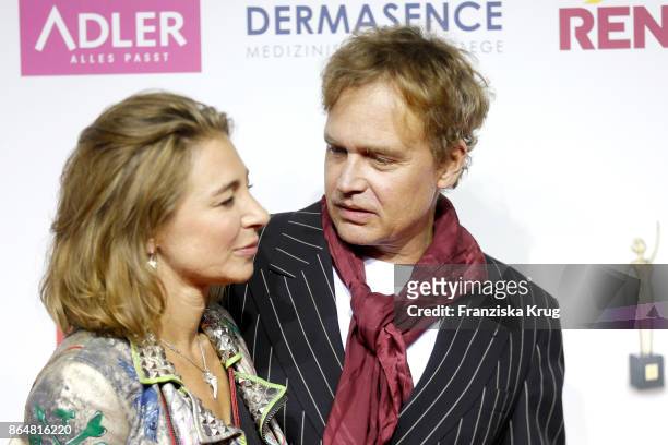 Sascha Wussow and his girlfriend Andrea Mostler attend the 'Goldene Bild der Frau' award at Hamburg Cruise Center on October 21, 2017 in Hamburg,...