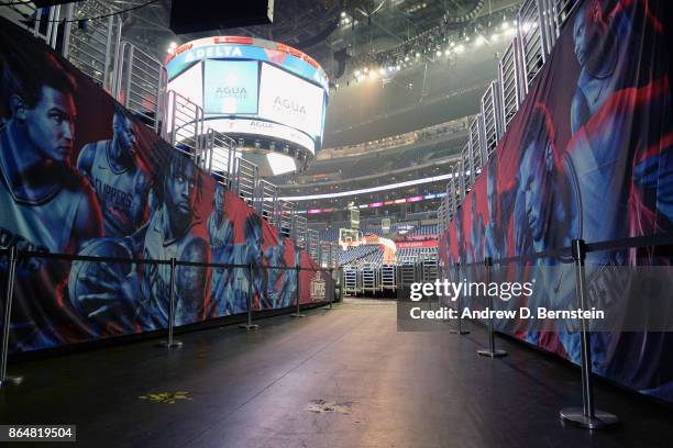 General view of the player's entrance tunnel before the game between the LA Clippers and the Phoenix Suns on OCTOBER 21, 2017 at STAPLES Center in...