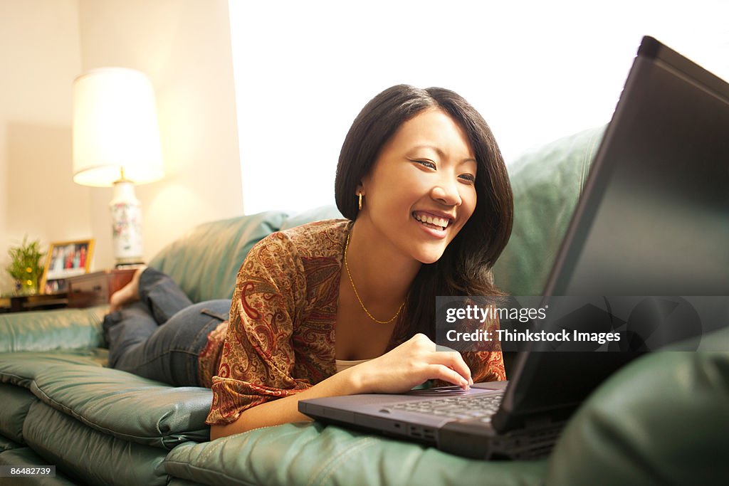 Woman using laptop