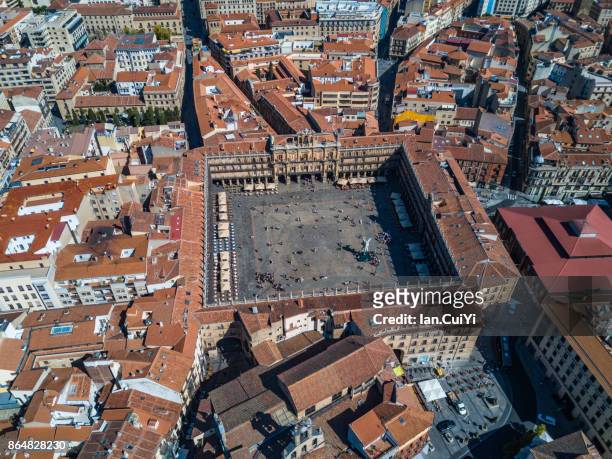 plaza mayor, madrid - madrid aerial stock pictures, royalty-free photos & images