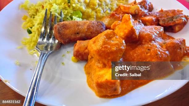 paneer tikka masala with fried rice - paneer tikka stock pictures, royalty-free photos & images