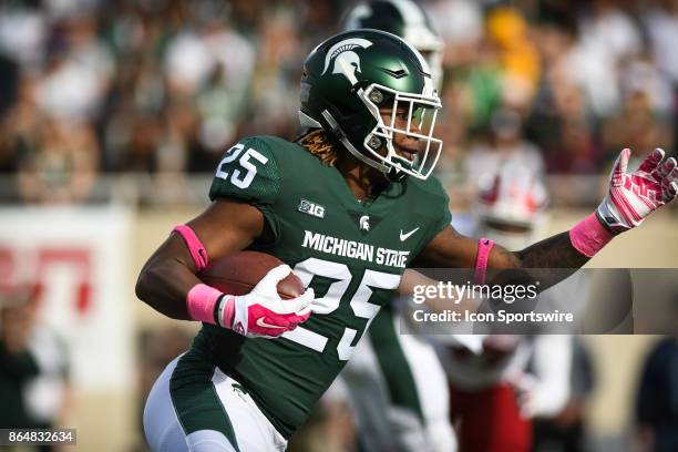 Spartans wide receiver Darrell Stewart Jr. Runs a jet sweep during a Big Ten Conference NCAA football game between Michigan State and Indiana on...