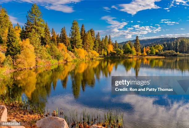 san bernardino county with autumn foliage at grass valley lake , ca (p) - big bear lake stock pictures, royalty-free photos & images