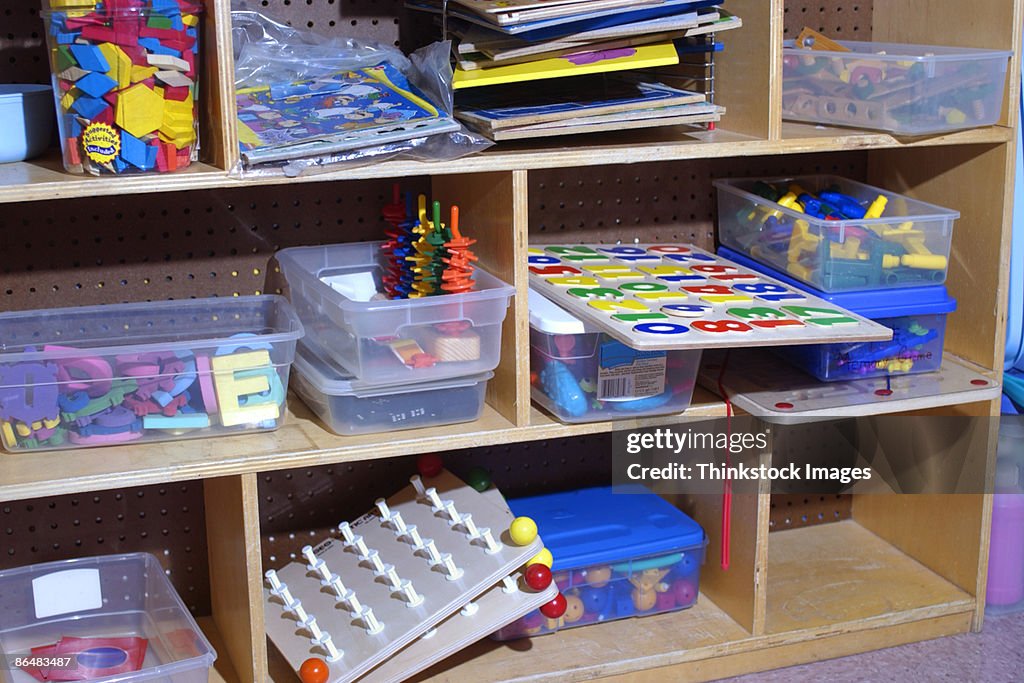 Shelves of toys