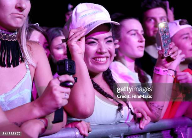 Festivalgoers watch Lil Yachty perform at Echo Stage during day 2 of the 2017 Lost Lake Festival on October 21, 2017 in Phoenix, Arizona.