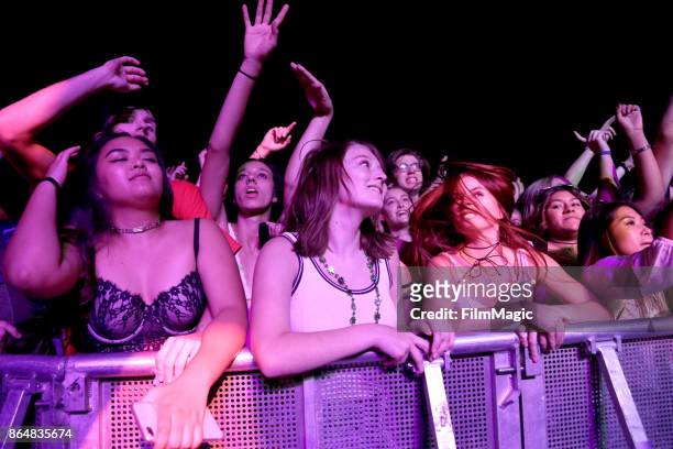 Festivalgoers watch Lil Yachty perform at Echo Stage during day 2 of the 2017 Lost Lake Festival on October 21, 2017 in Phoenix, Arizona.
