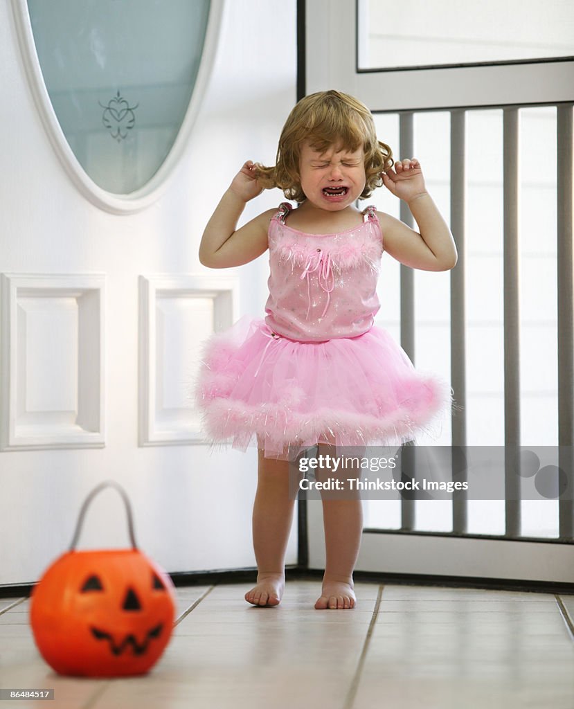 Toddler in ballerina costume for Halloween