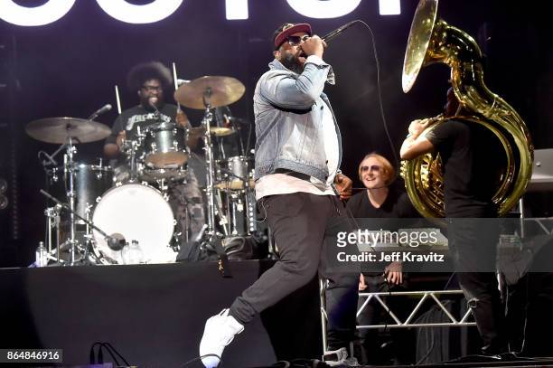 Questlove, Black Thought, and Tuba Gooding Jr of The Roots perform at Camelback Stage during day 2 of the 2017 Lost Lake Festival on October 21, 2017...