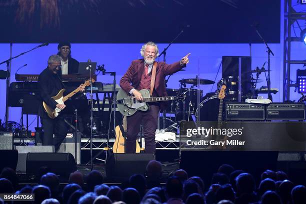 Robert Earl Keen performs in concert during the "Deep From The Heart: One America Appeal Concert" at Reed Arena on October 21, 2017 in College...