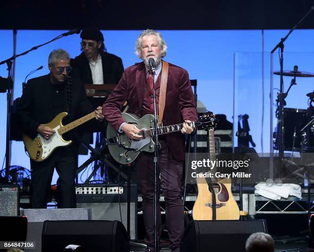 Robert Earl Keen performs in concert during the "Deep From The Heart: One America Appeal Concert" at Reed Arena on October 21, 2017 in College...
