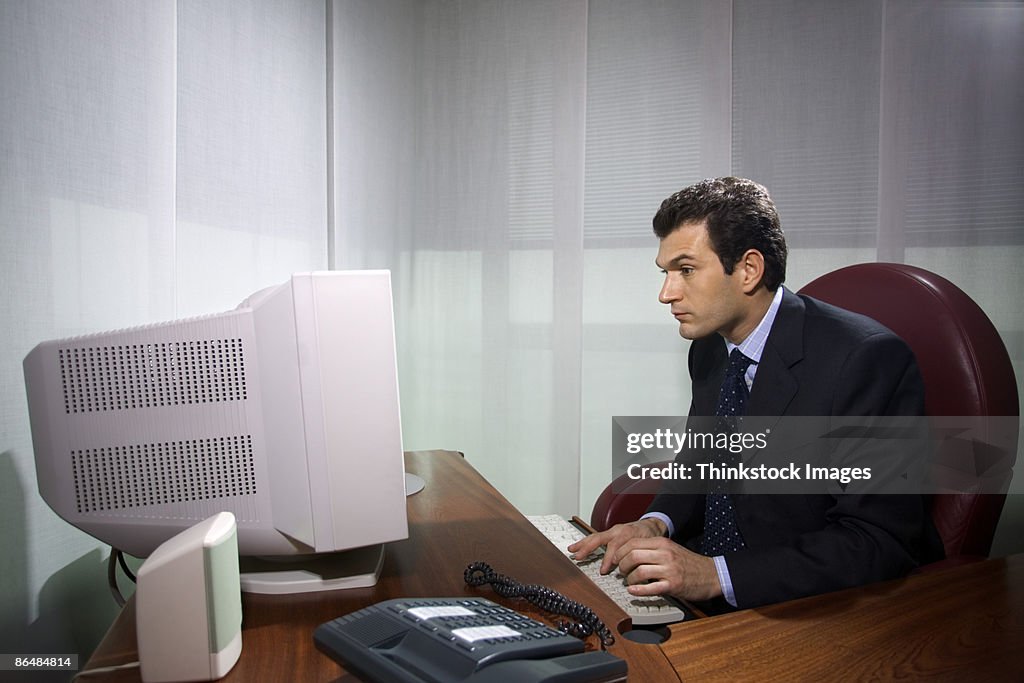 Businessman using computer