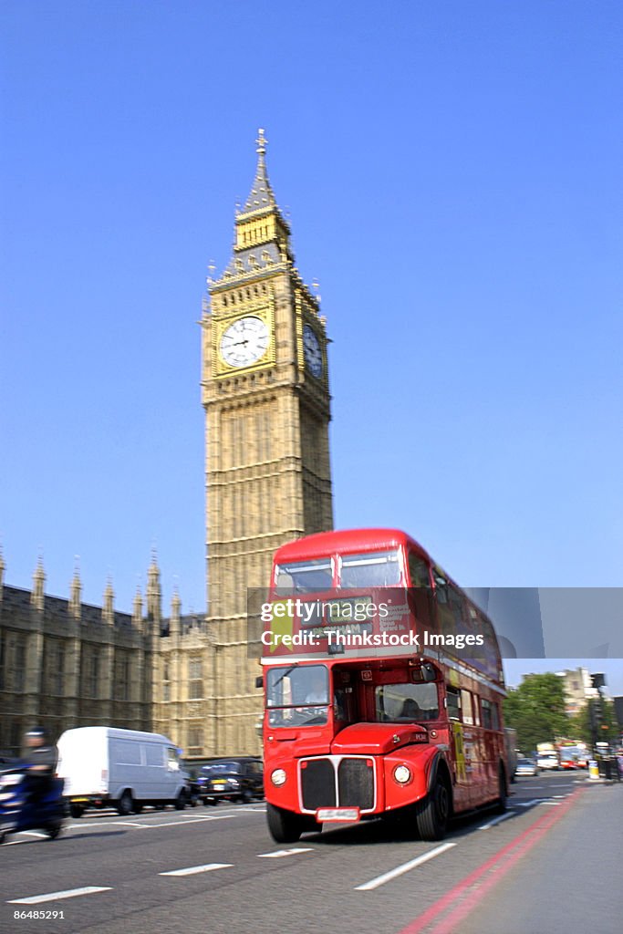 Double-decker bus and Big Ben, London, England