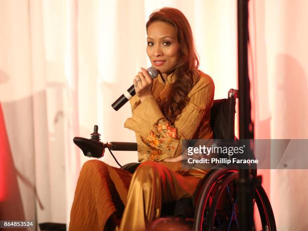 Angela Rockwood speaks at Jane Seymour And The 2017 Open Hearts Gala at SLS Hotel on October 21, 2017 in Beverly Hills, California.