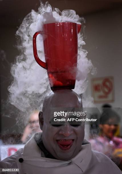 Charlie "Uncle" Fester performs during the tryouts for the queen of the Pasadena's famous Doo-Dah Parade in Pasadena, California on October 21, 2017....