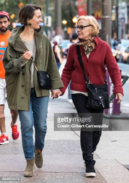 Actresses Sarah Paulson and Holland Taylor are seen out and about on October 21, 2017 in Philadelphia, Pennsylvania.