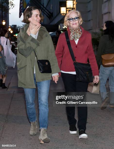 Actresses Sarah Paulson and Holland Taylor are seen out and about on October 21, 2017 in Philadelphia, Pennsylvania.