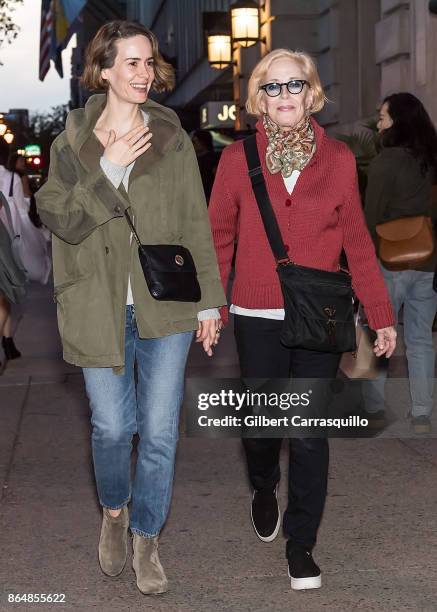 Actresses Sarah Paulson and Holland Taylor are seen out and about on October 21, 2017 in Philadelphia, Pennsylvania.