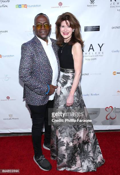Randy Jackson and Open Hearts Foundation Executive Director Elaine Mellis at Jane Seymour And The 2017 Open Hearts Gala at SLS Hotel on October 21,...