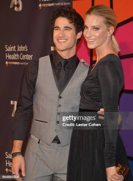 Darren Criss and Heather Morris attend the Saint John's Health Center 75th Anniversary Gala Celebration on October 21, 2017 in Culver City,...