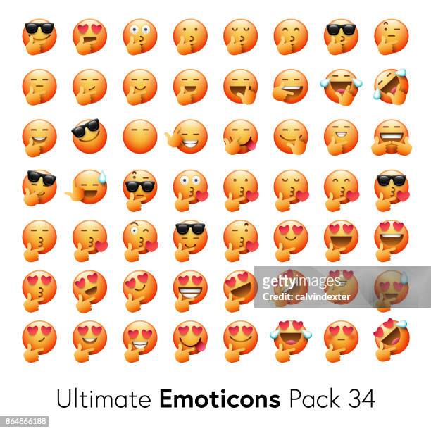 ultimate emoticons pack 34 - sunglasses emoji stock illustrations