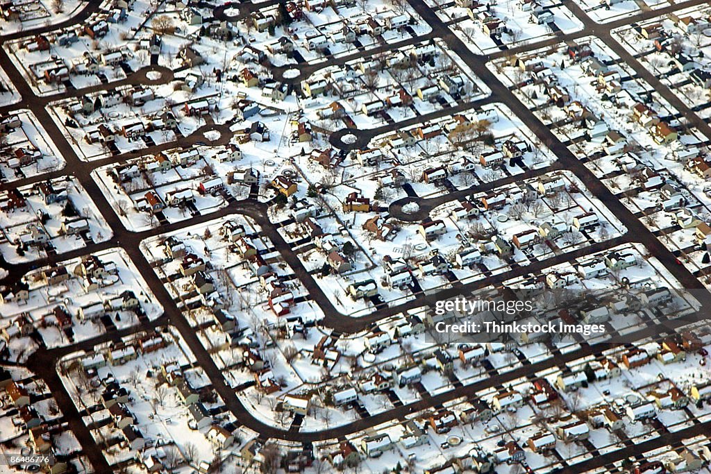 Aerial view of neighborhood