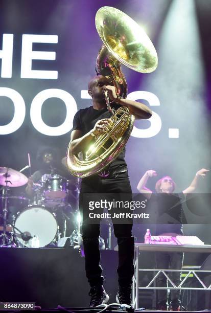 Tuba Gooding Jr of The Roots performs at Camelback Stage during day 2 of the 2017 Lost Lake Festival on October 21, 2017 in Phoenix, Arizona.
