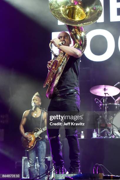 Captain Kirk and Tuba Gooding Jr of The Roots perform at Camelback Stage during day 2 of the 2017 Lost Lake Festival on October 21, 2017 in Phoenix,...