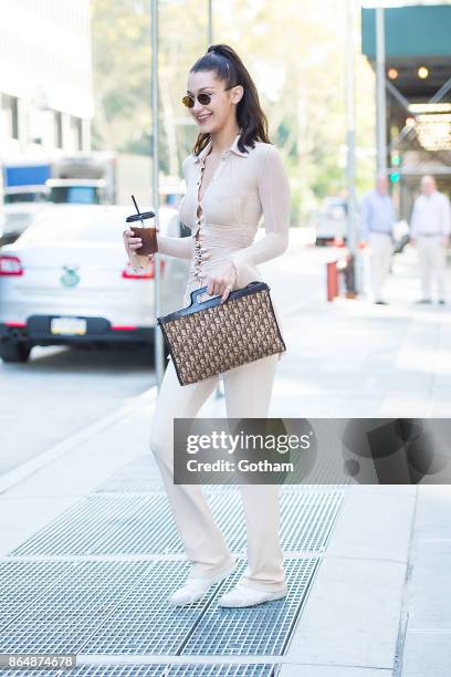 Bella Hadid is seen in Tribeca on October 21, 2017 in New York City.