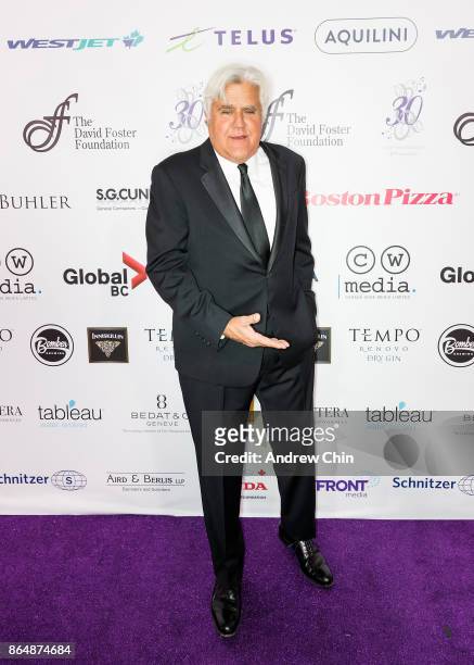 Jay Leno arrives for the David Foster Foundation Gala at Rogers Arena on October 21, 2017 in Vancouver, Canada.