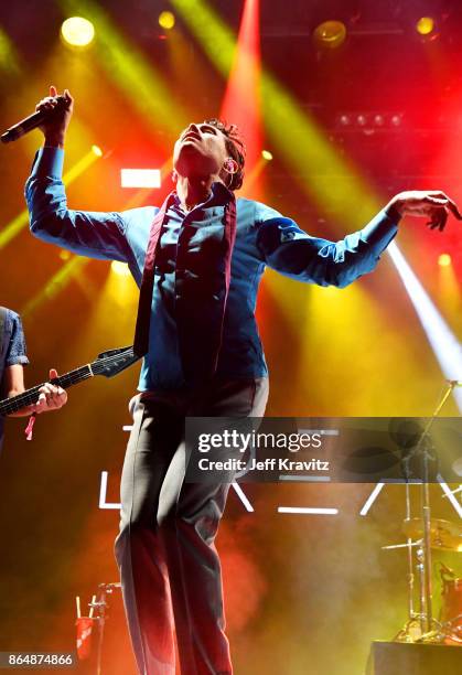 Davey Havok of Dreamcar performs at Piestewa Stage during day 2 of the 2017 Lost Lake Festival on October 21, 2017 in Phoenix, Arizona.