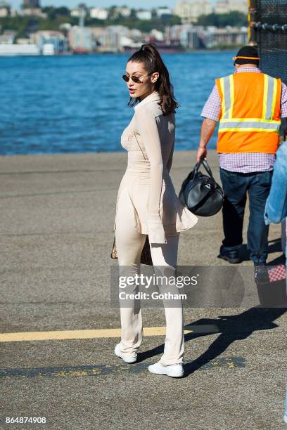 Bella Hadid is seen in Chelsea on October 21, 2017 in New York City.