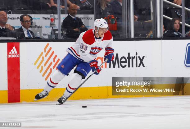Ales Hemsky of the Montreal Canadiens skates with the puck against the San Jose Sharks at SAP Center on October 17, 2017 in San Jose, California.
