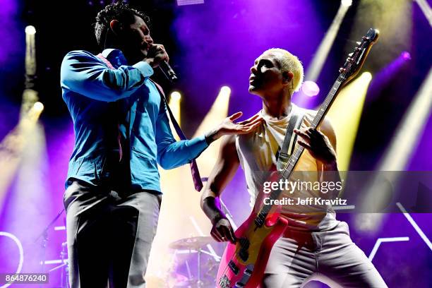 Davey Havok and Tony Kanal of Dreamcar perform at Piestewa Stage during day 2 of the 2017 Lost Lake Festival on October 21, 2017 in Phoenix, Arizona.